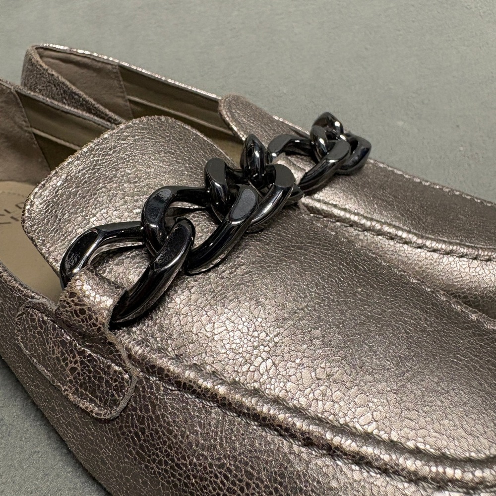 Donald Pliner Bethany Metallic‎ Loafers US 7.5 Bronze Chain Slip-On Flats - Picture 7 of 13